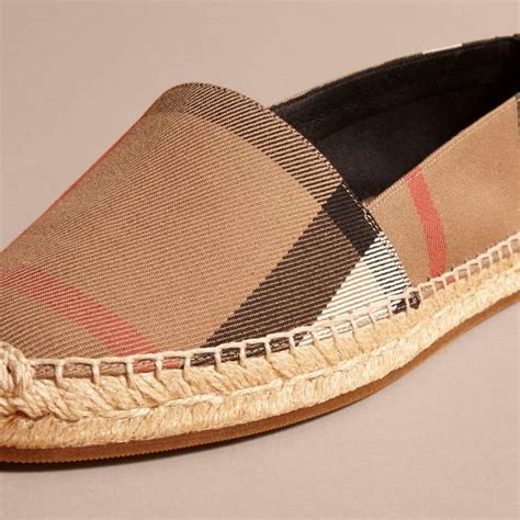 burberry leather trim canvas check espadrille|Shop Burberry Check Print Espadrilles .